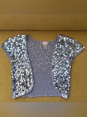 Y2K Rave Blue Sequin Shrug